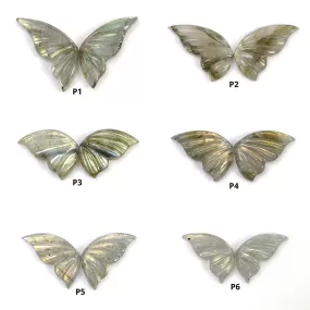 LABRADORITE Gemstone Carving : Natural Untreated Unheated Labradorite Gemstone Hand Carved Butterfly Pair (With Video)