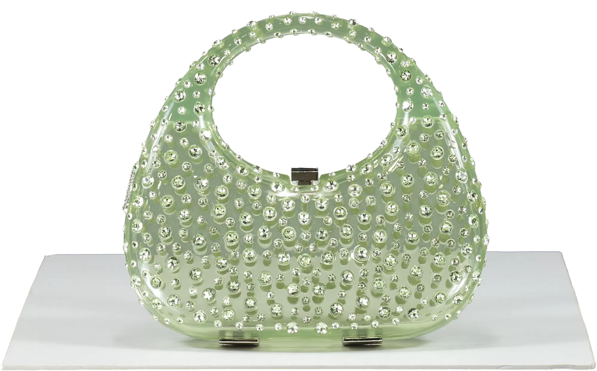 L'alingi Green Mint Meleni Bag Crystal Encrusted Resin Bag One Size