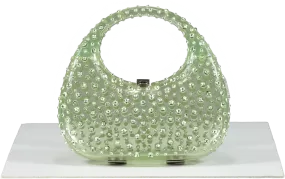 L'alingi Green Mint Meleni Bag Crystal Encrusted Resin Bag One Size