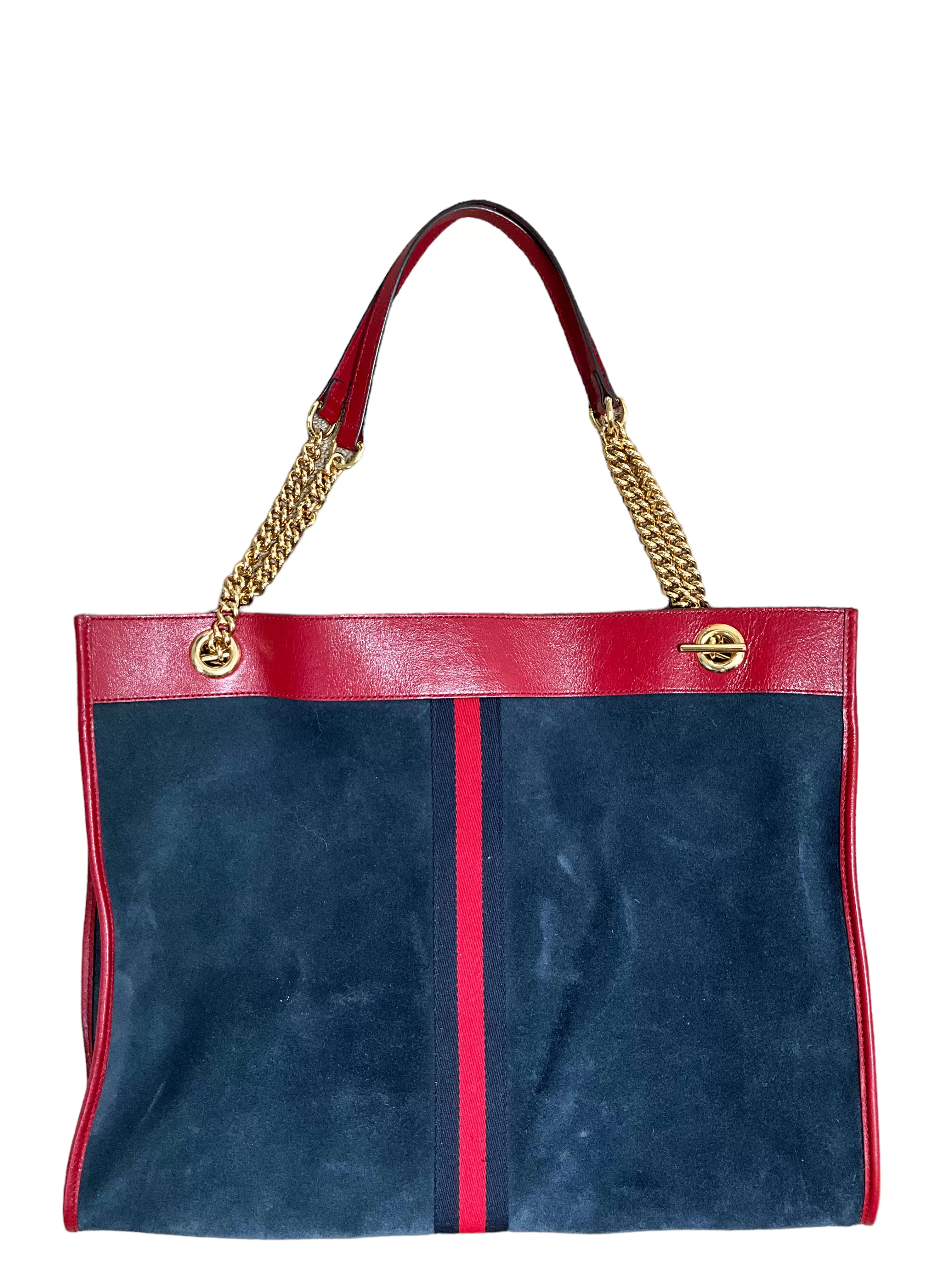 Large Gucci Rajah Tote in Blue Suede