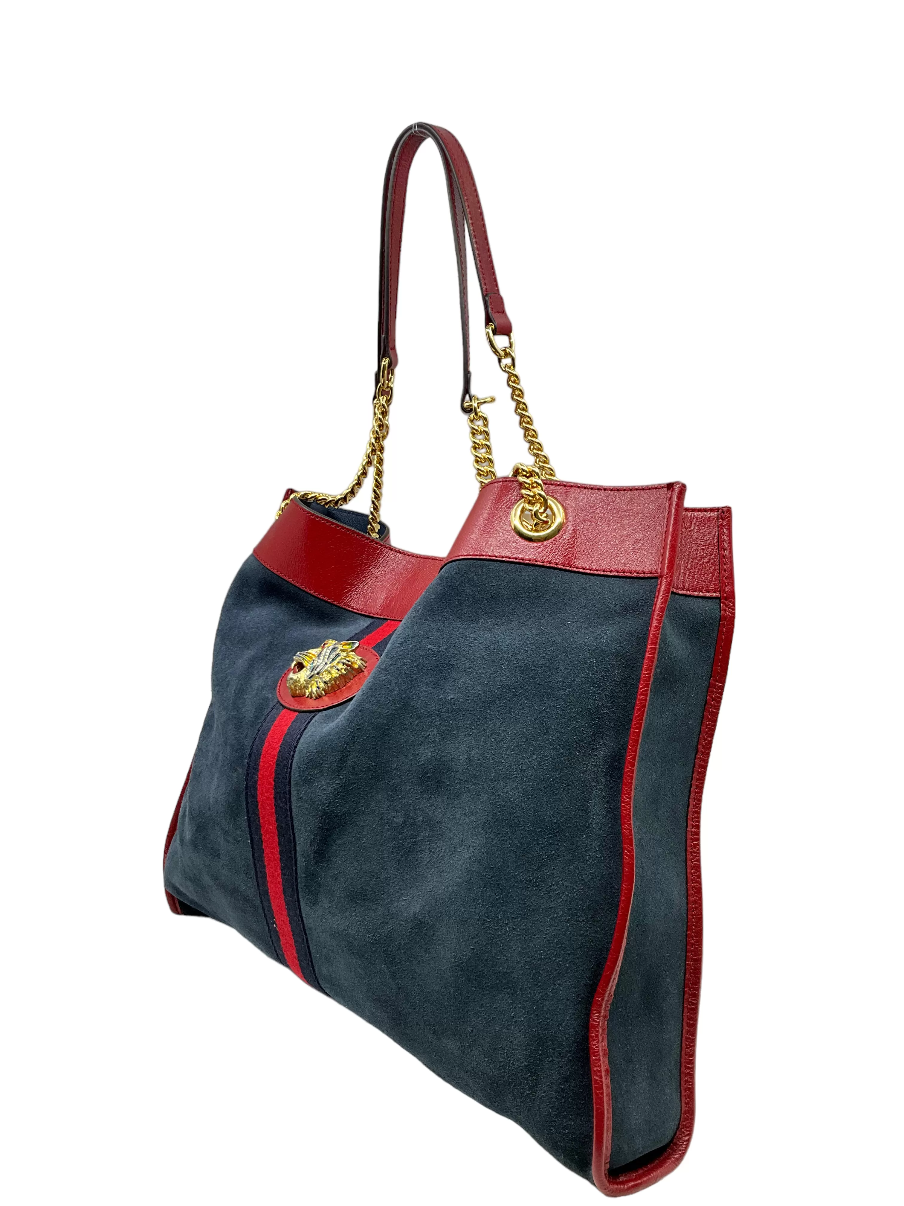 Large Gucci Rajah Tote in Blue Suede