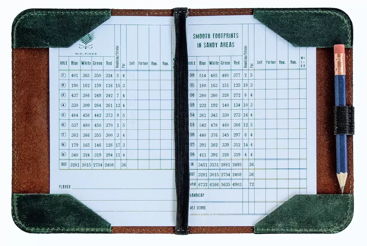 Leather Minimalist Golf Scorecard Holder in Olive