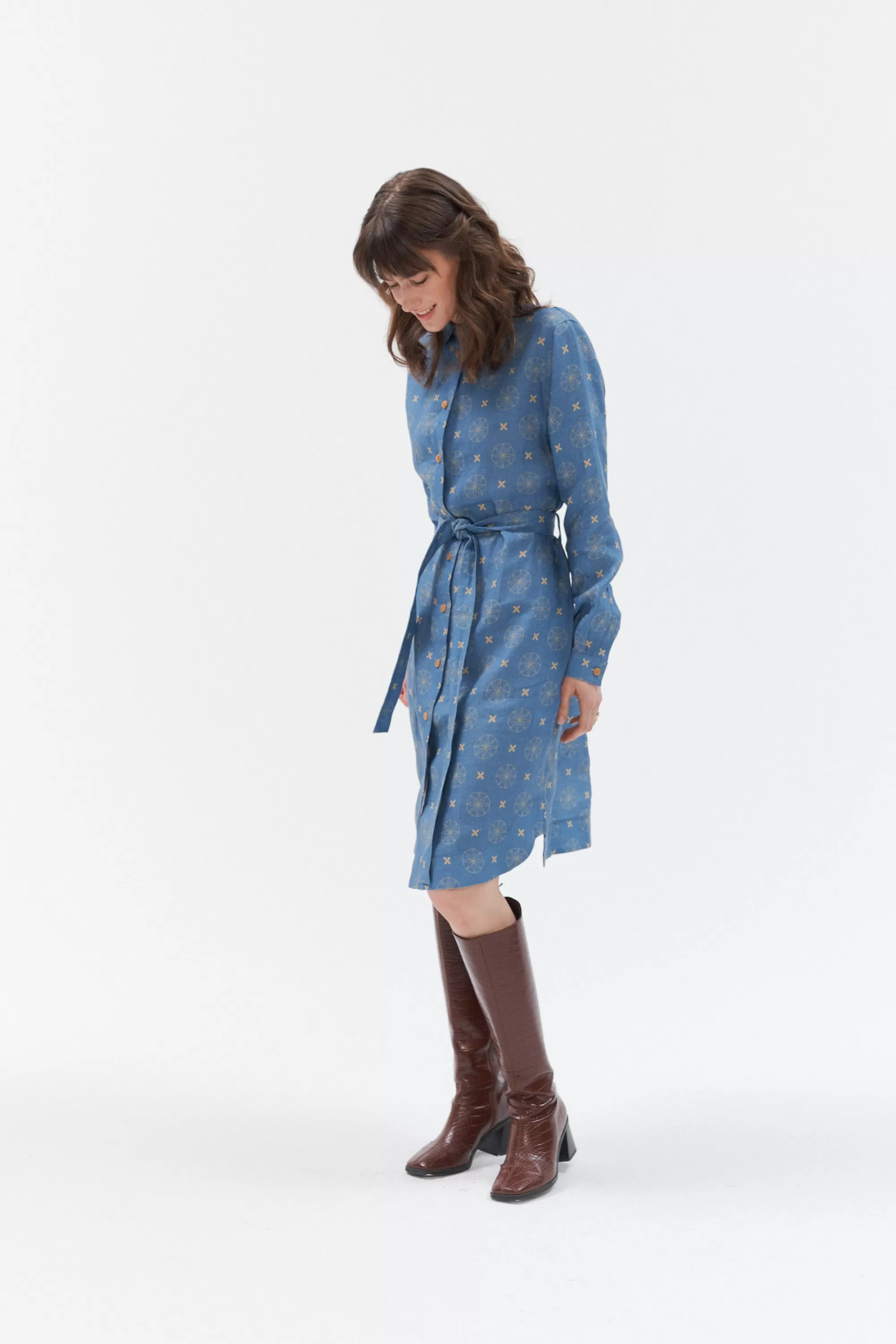 Long sleeve midi linen dress “Rock star”