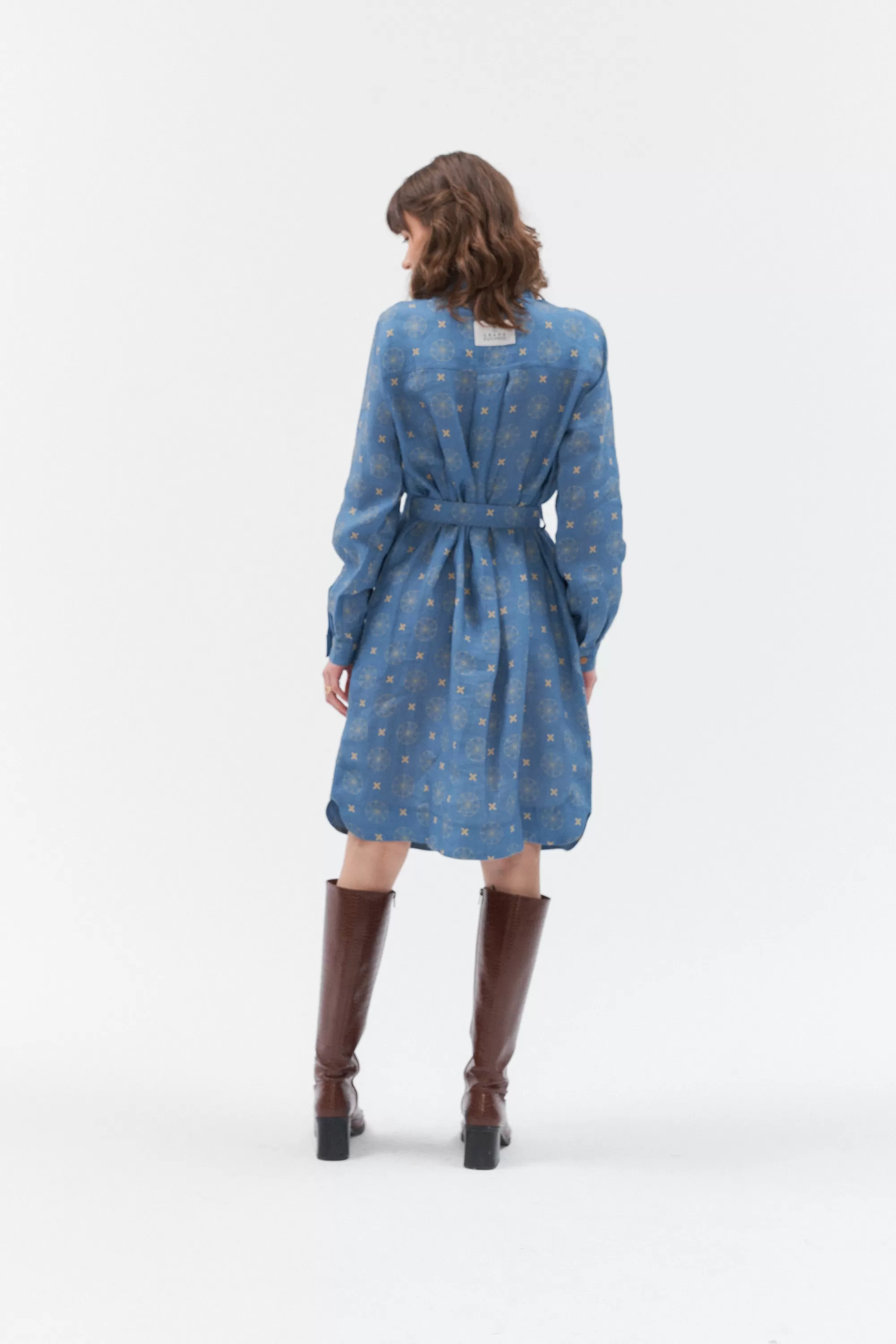 Long sleeve midi linen dress “Rock star”