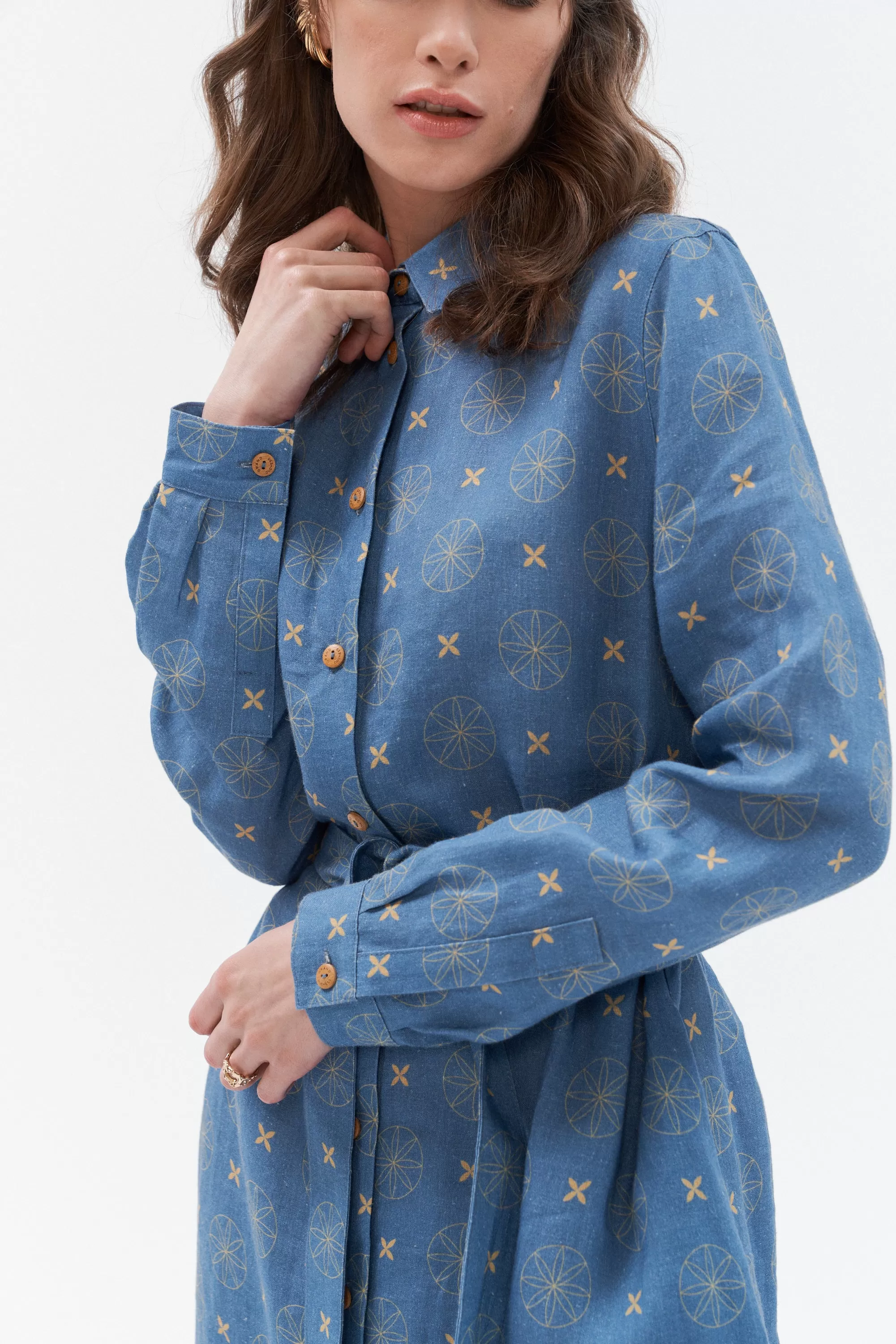 Long sleeve midi linen dress “Rock star”