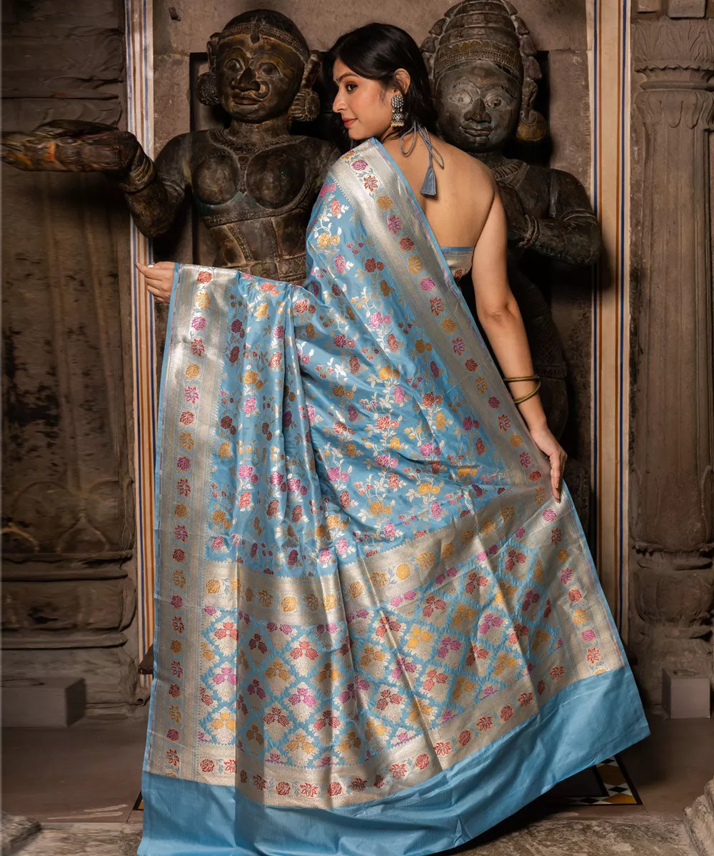 Lt blue silk handwoven banarasi saree