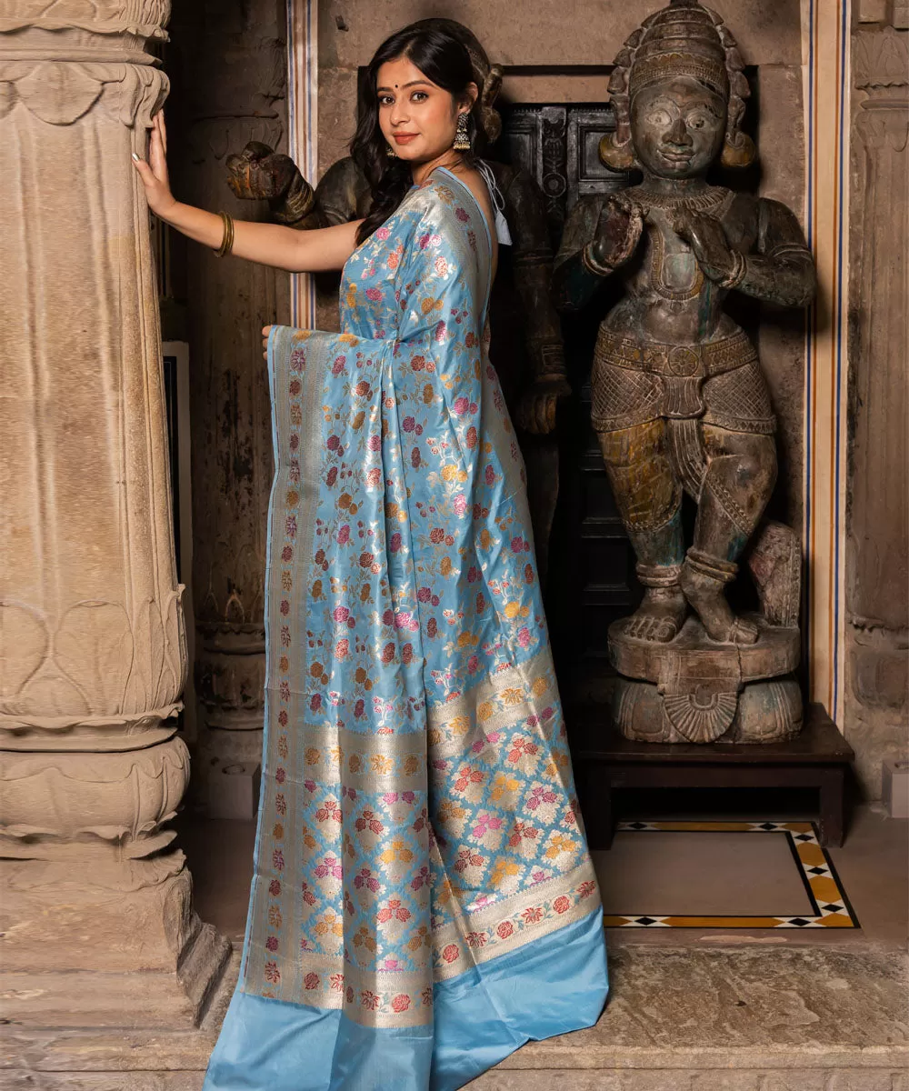 Lt blue silk handwoven banarasi saree