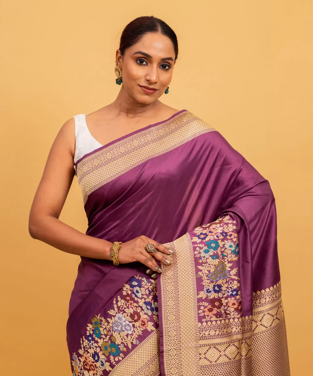 Magentta silk handwoven banarasi saree