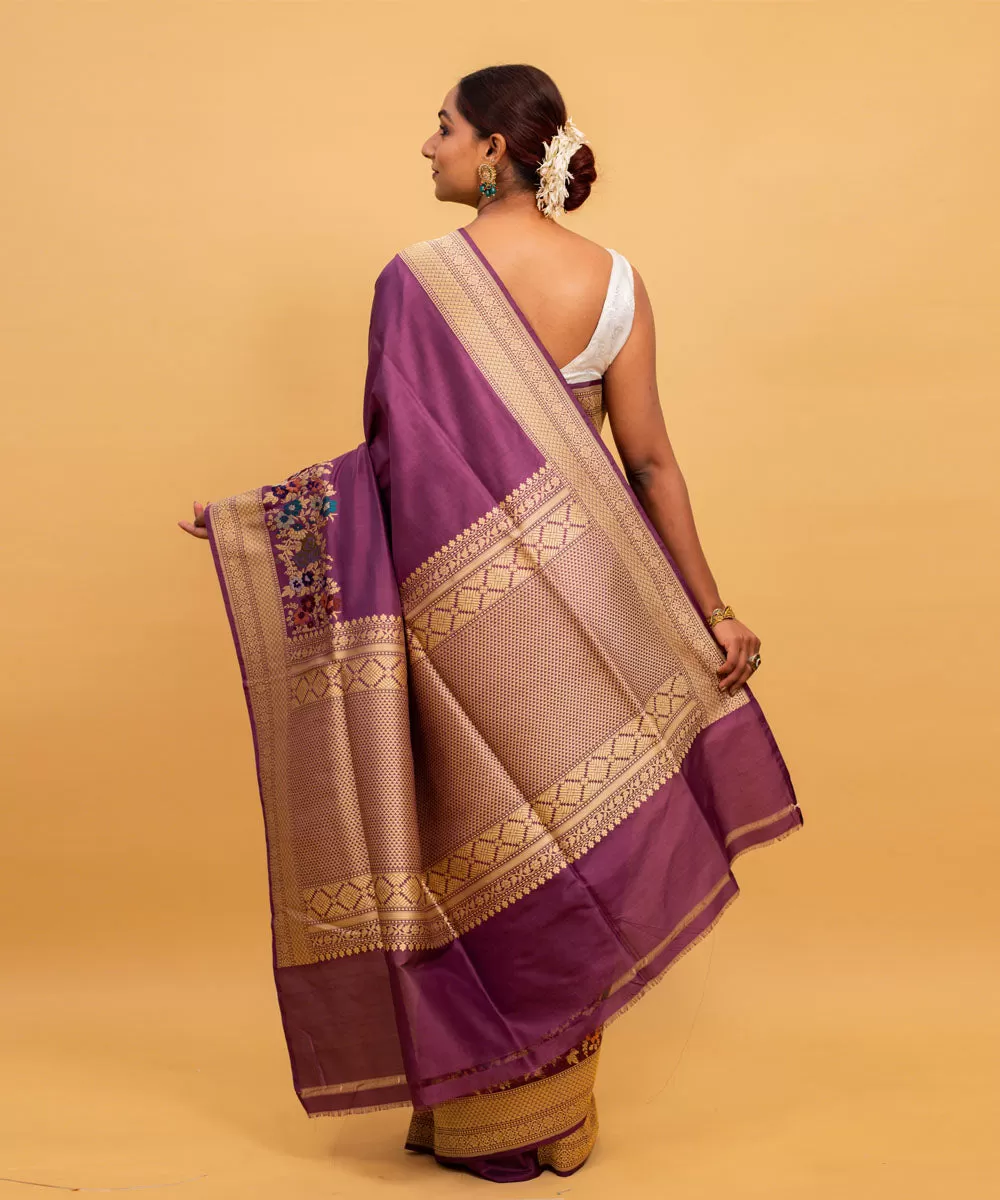 Magentta silk handwoven banarasi saree