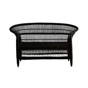 Malawi Cane Love Seat | Black Handwoven in Malawi