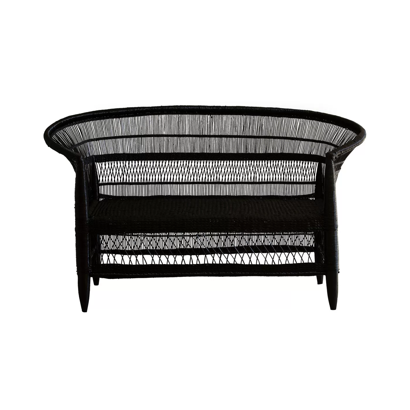 Malawi Cane Love Seat | Black Handwoven in Malawi