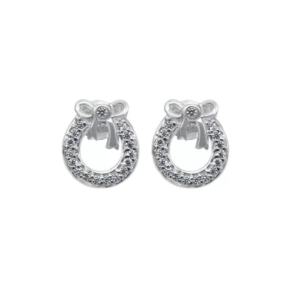 Mayra Christmas Wreath Silver Stud Earrings