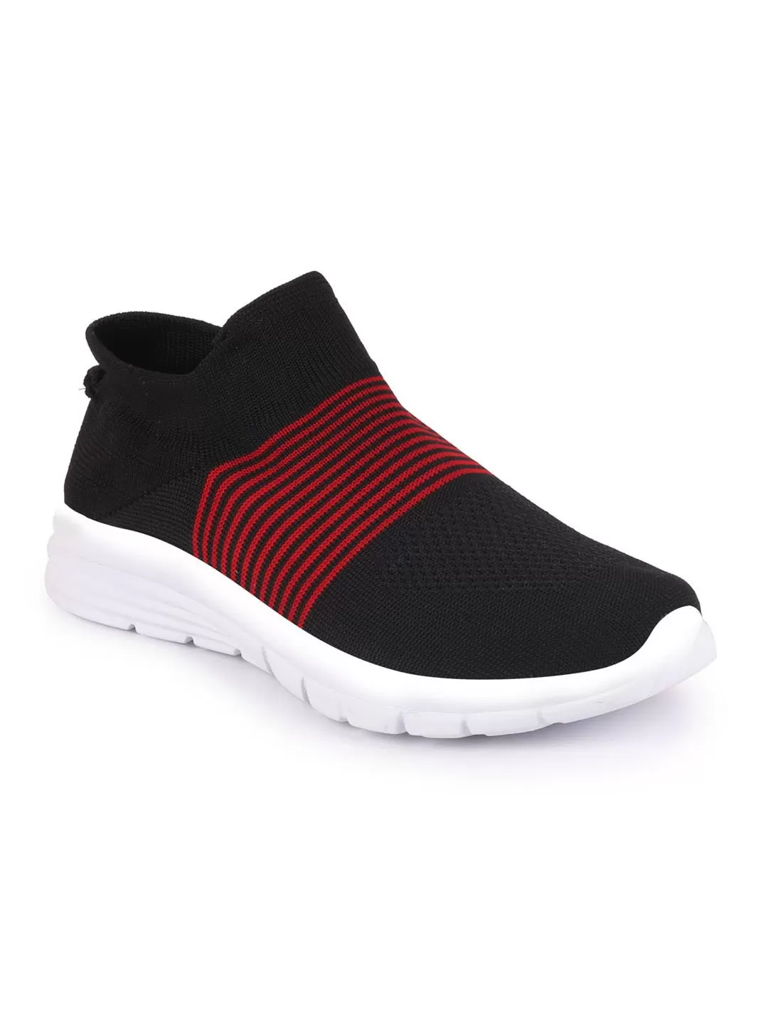 Men Black Knitted Sports Walking Shoes