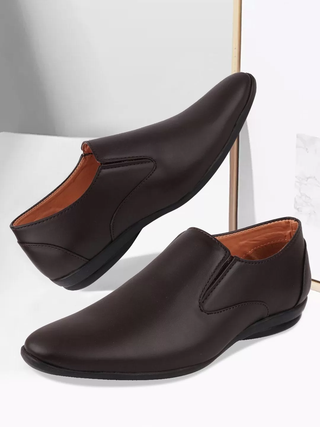 Men Brown Formal Slip-On Shoes