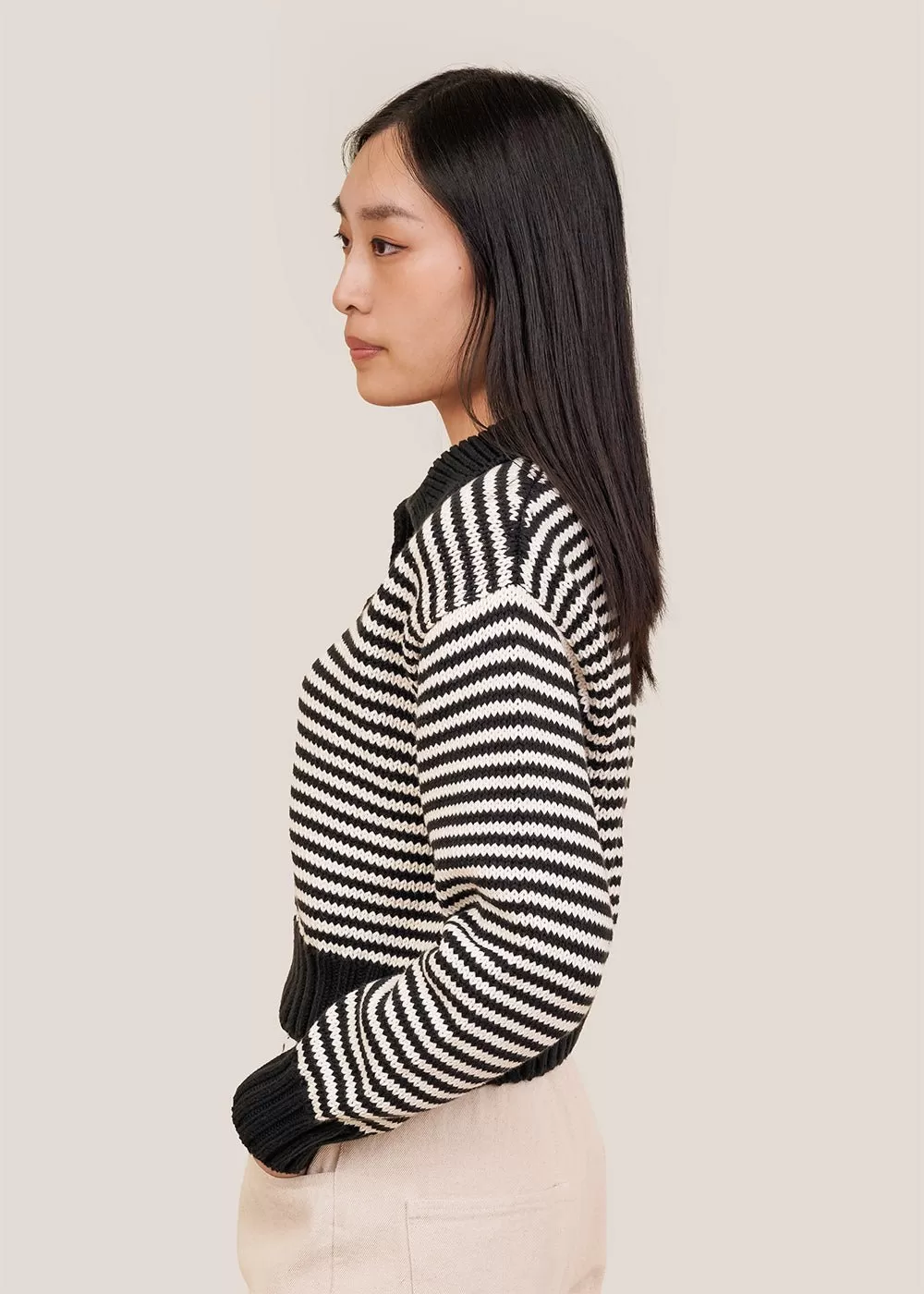 Micro Stripe Venezia Polo Sweater