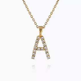 Mini Letter Necklace A / Crystal