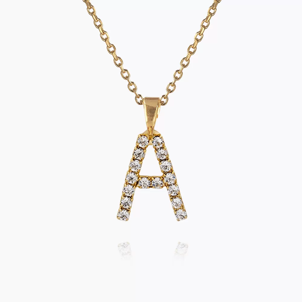 Mini Letter Necklace A / Crystal