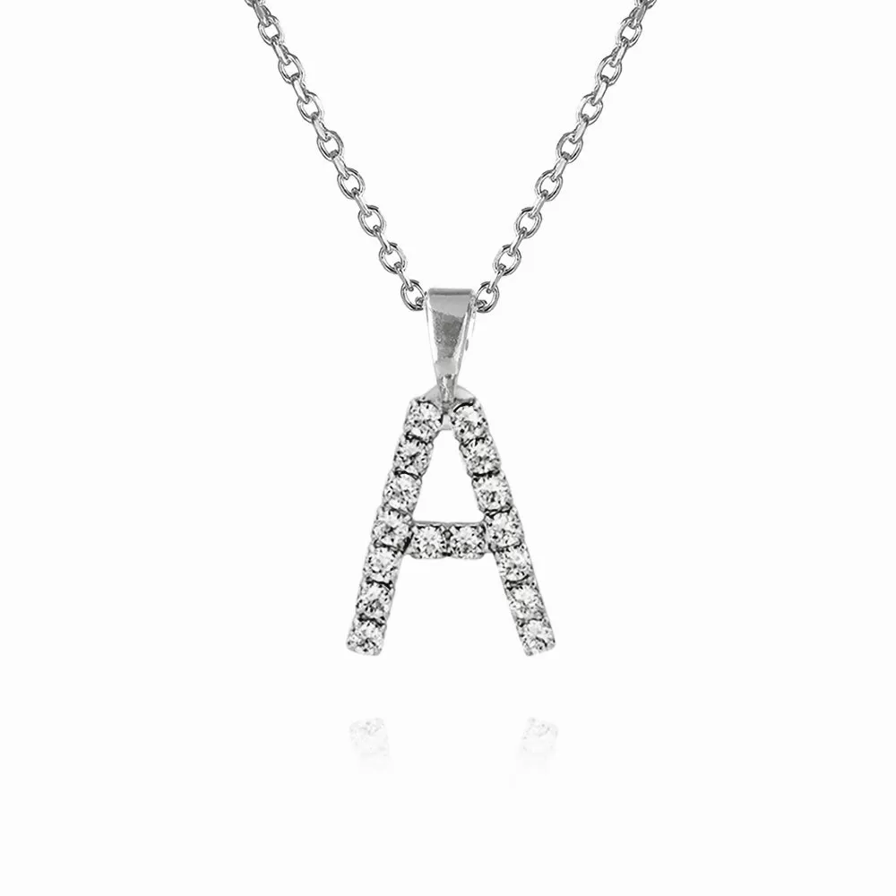 Mini Letter Necklace A / Crystal