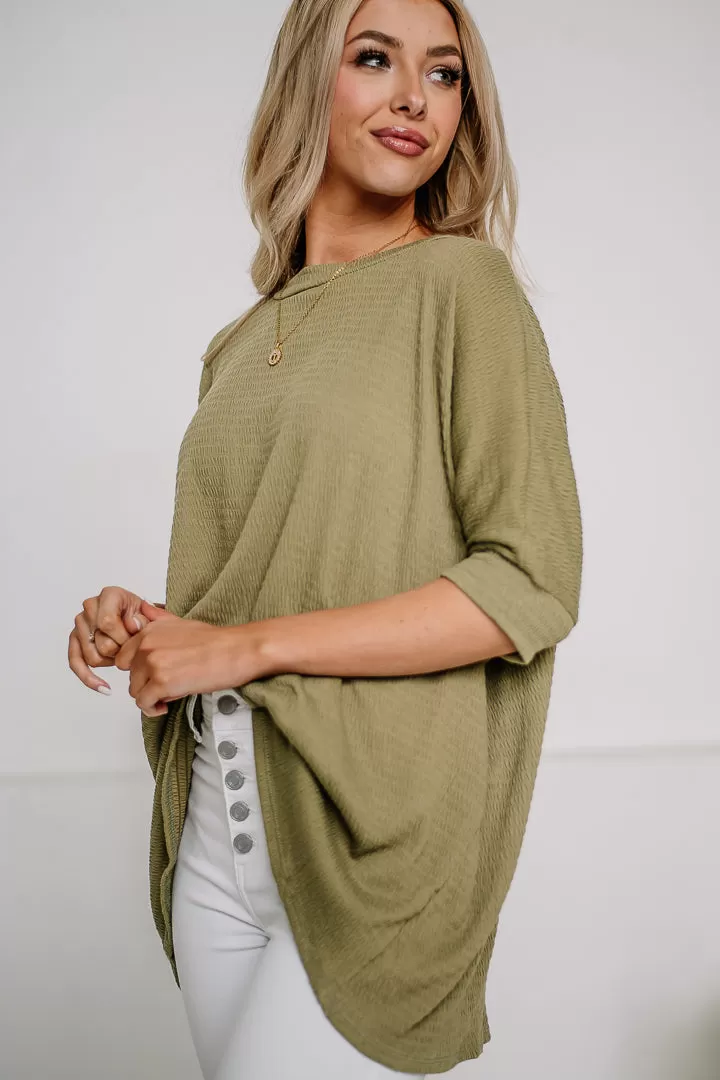 Mutual Feelings Textured Top | Olive