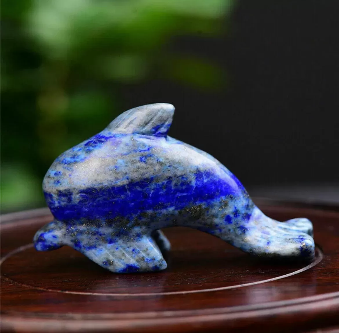 Natural Lapis Lazuli gemstone carved Dolphin