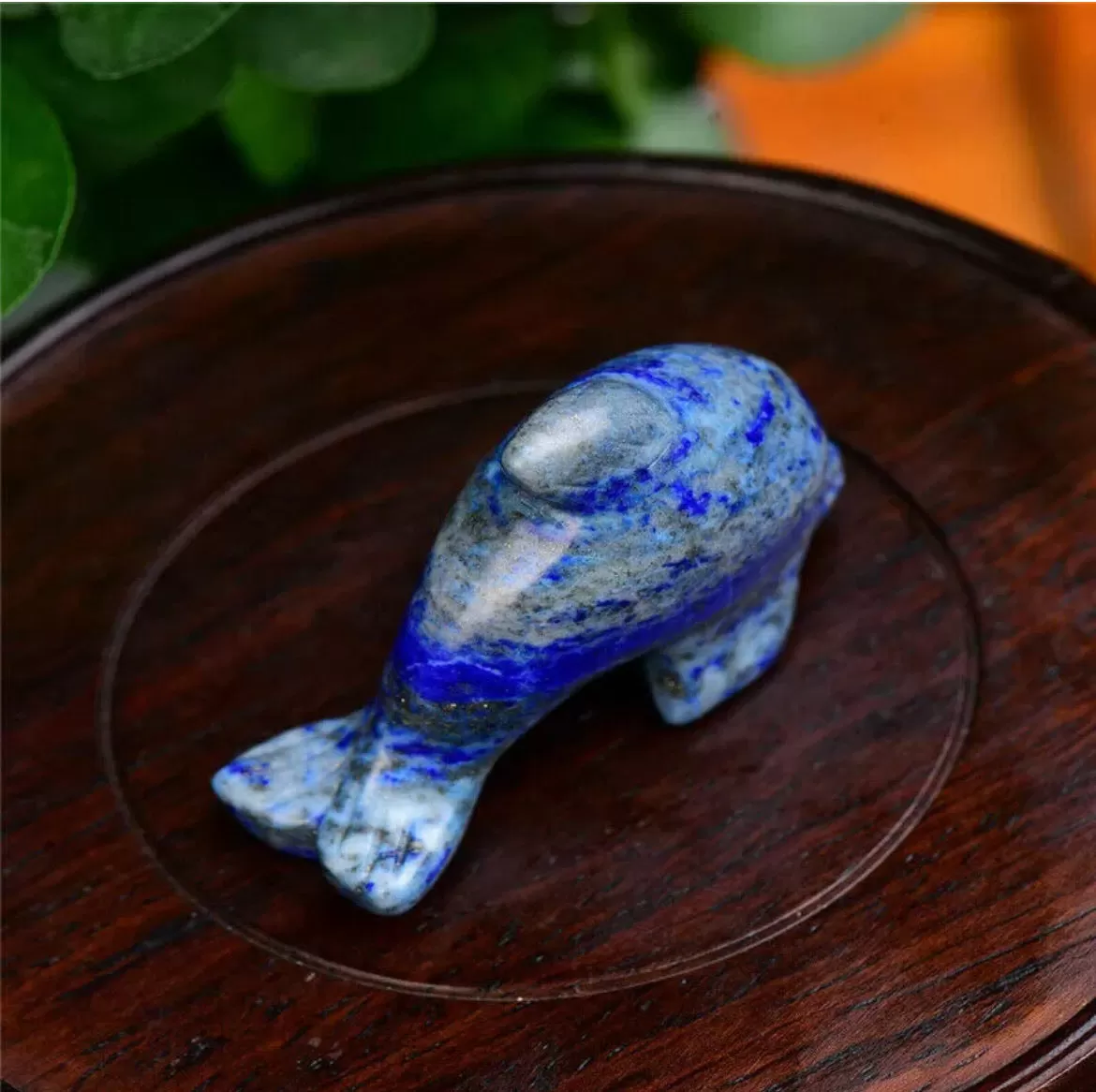 Natural Lapis Lazuli gemstone carved Dolphin