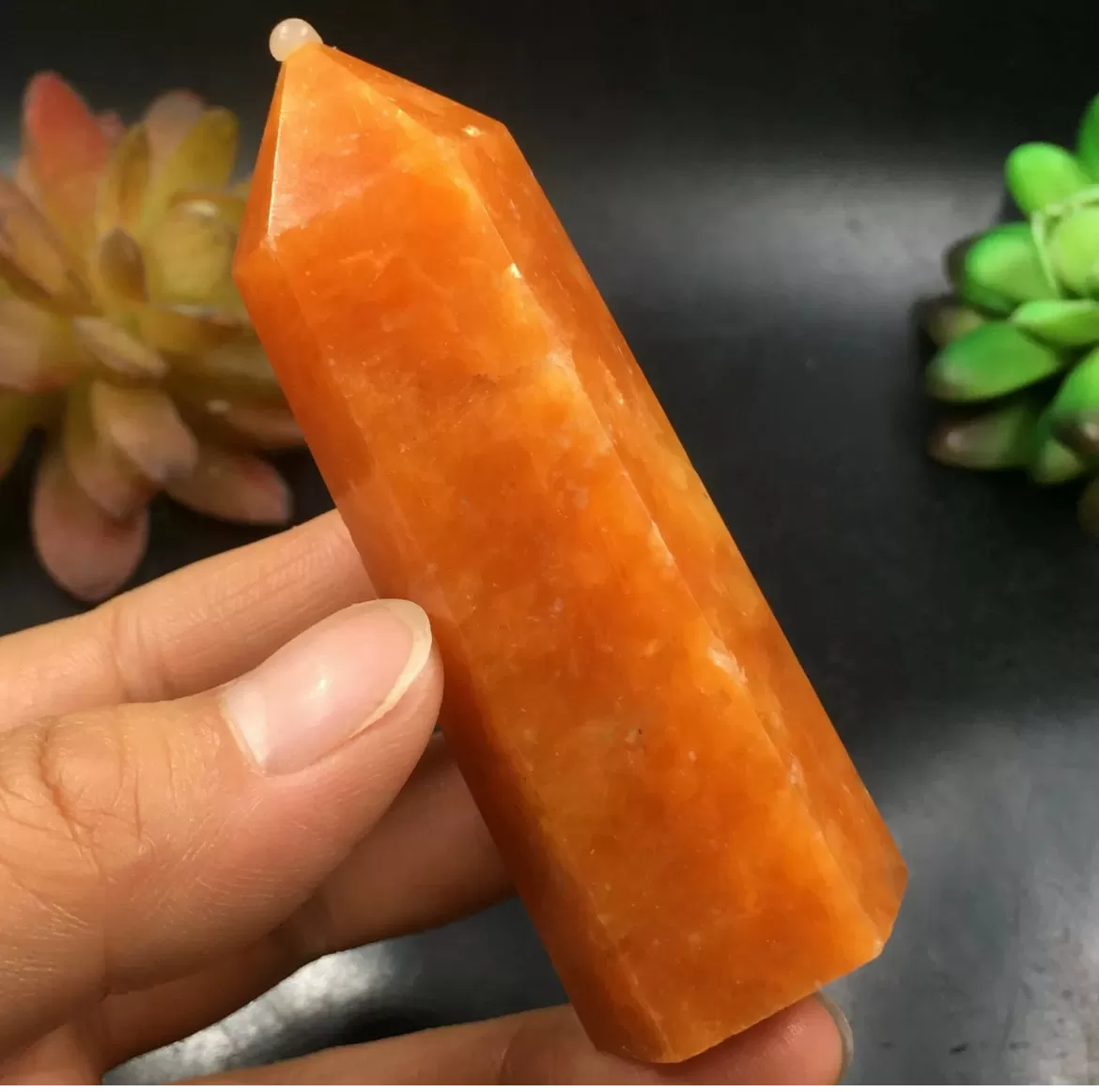 Natural Orange Calcite Crystal Wand