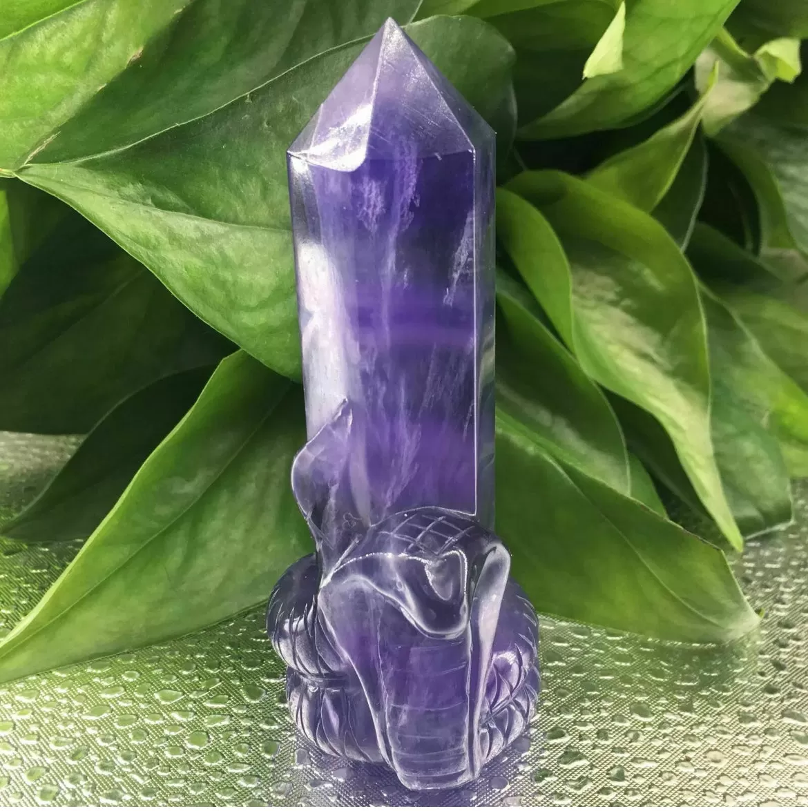 Natural purple fluorite cobra Snake gemstone wand