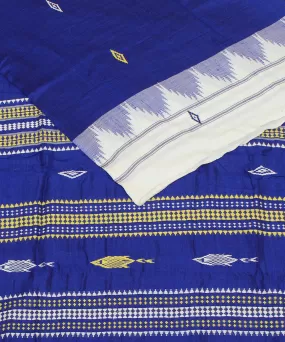 Navy blue offwhite tussar silk handwoven kotpad saree