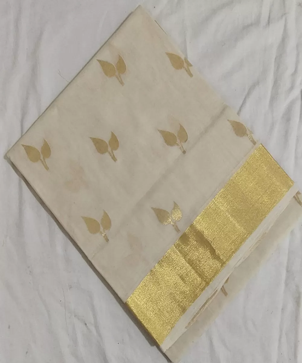 Offwhite golden venkatagiri handloom cotton saree