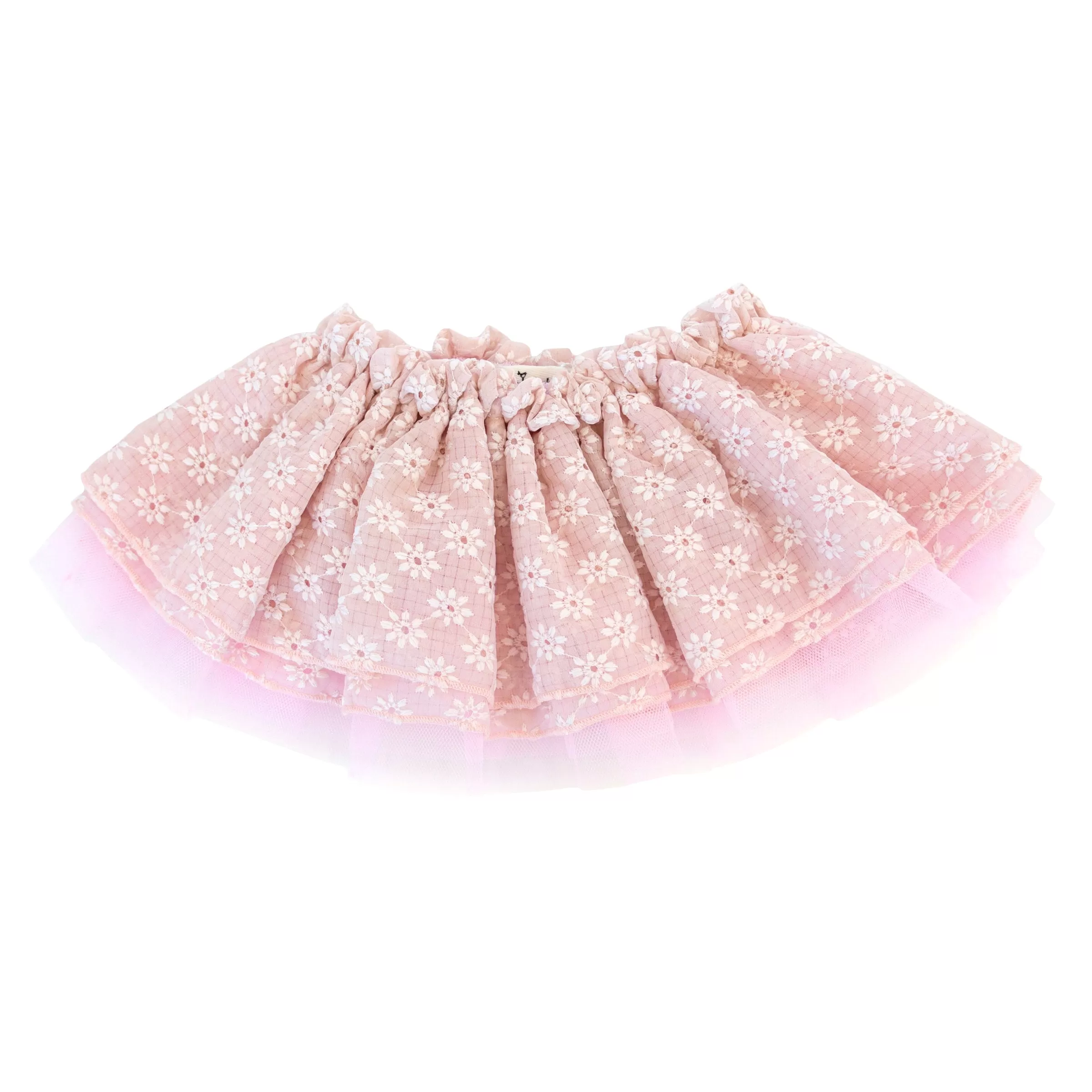 oh baby! Embroidered Daisies Four Layer Tutu Skirt - Pale Pink