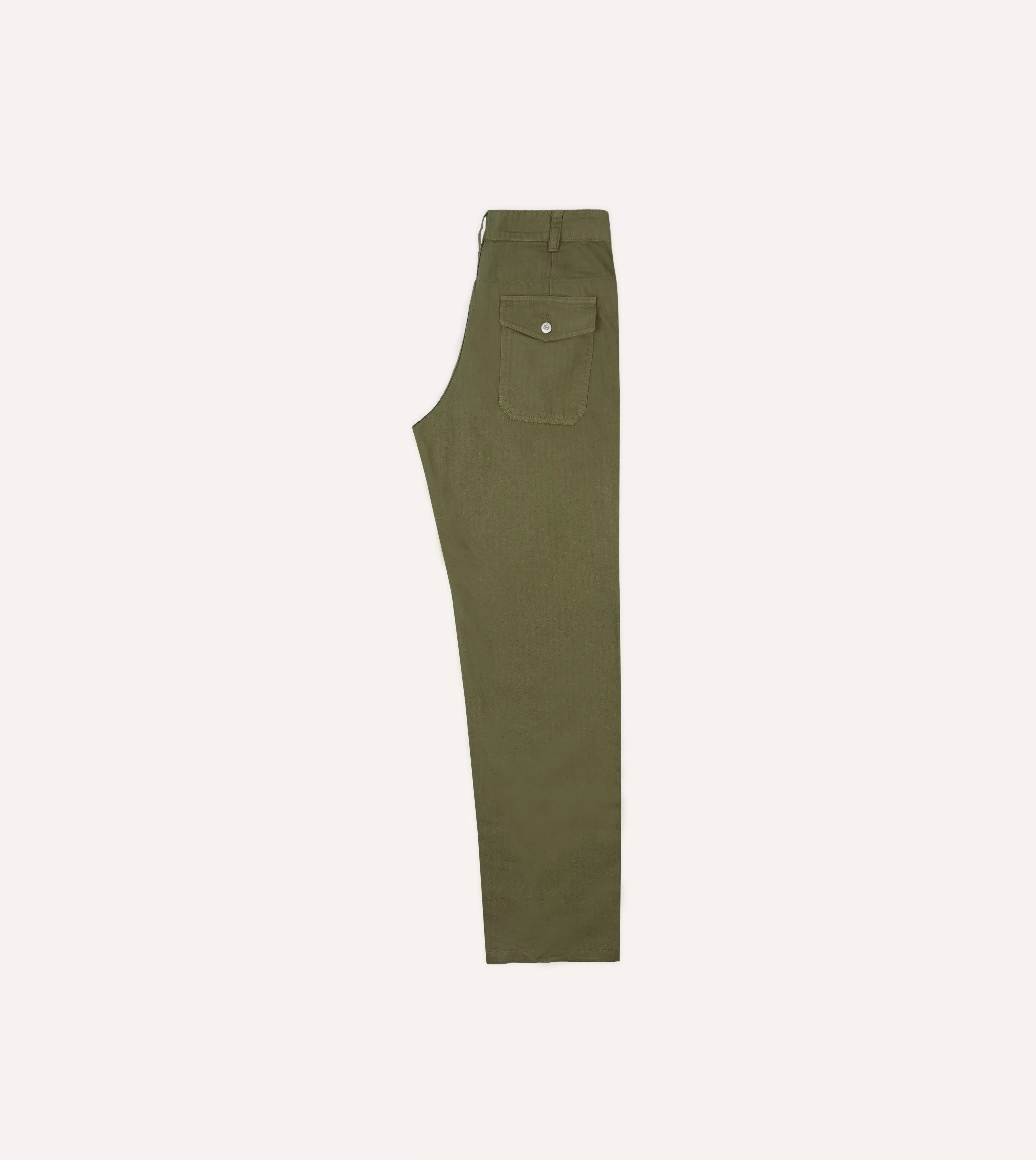 Olive Cotton Herringbone Fatigue Trouser