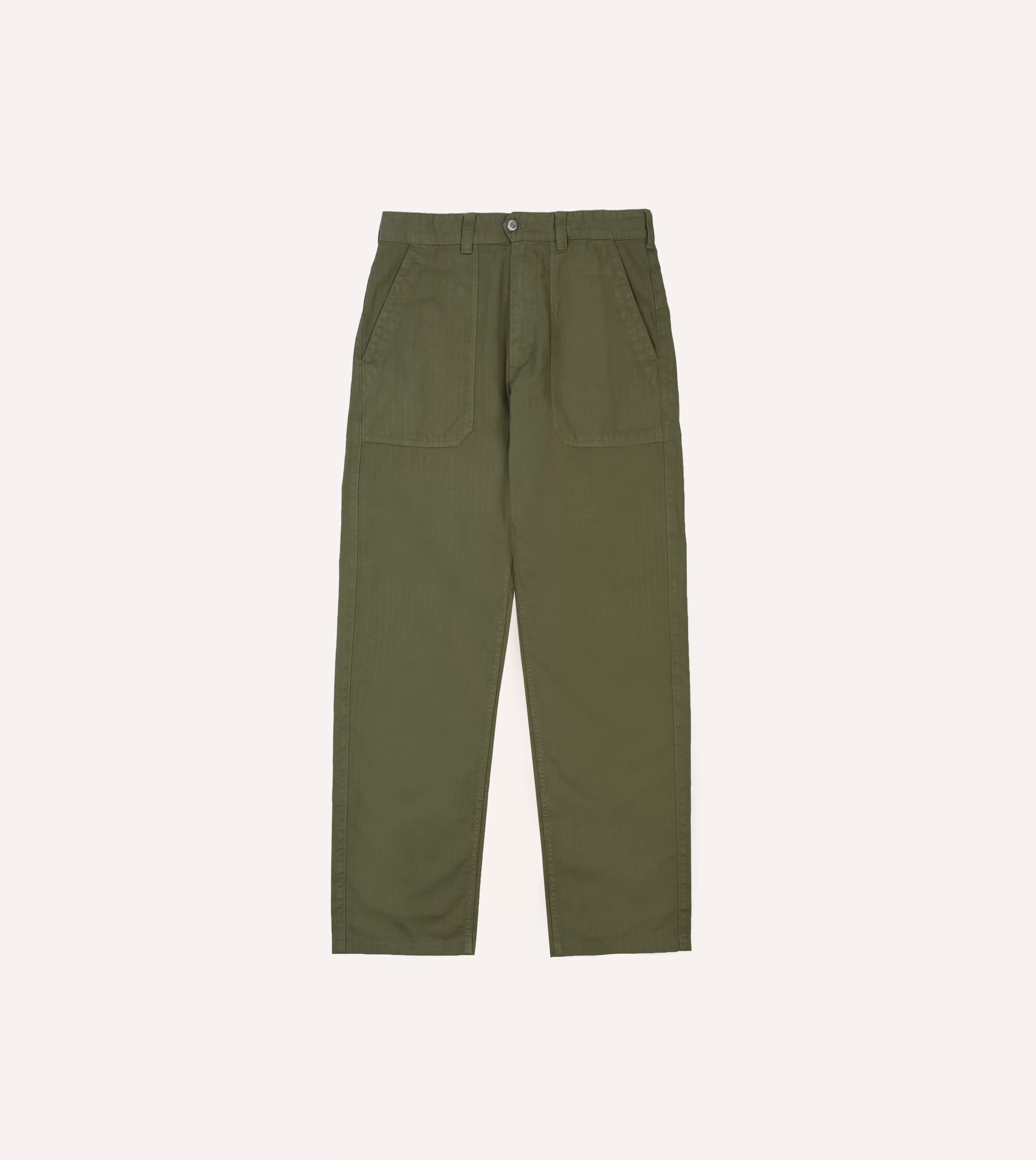 Olive Cotton Herringbone Fatigue Trouser