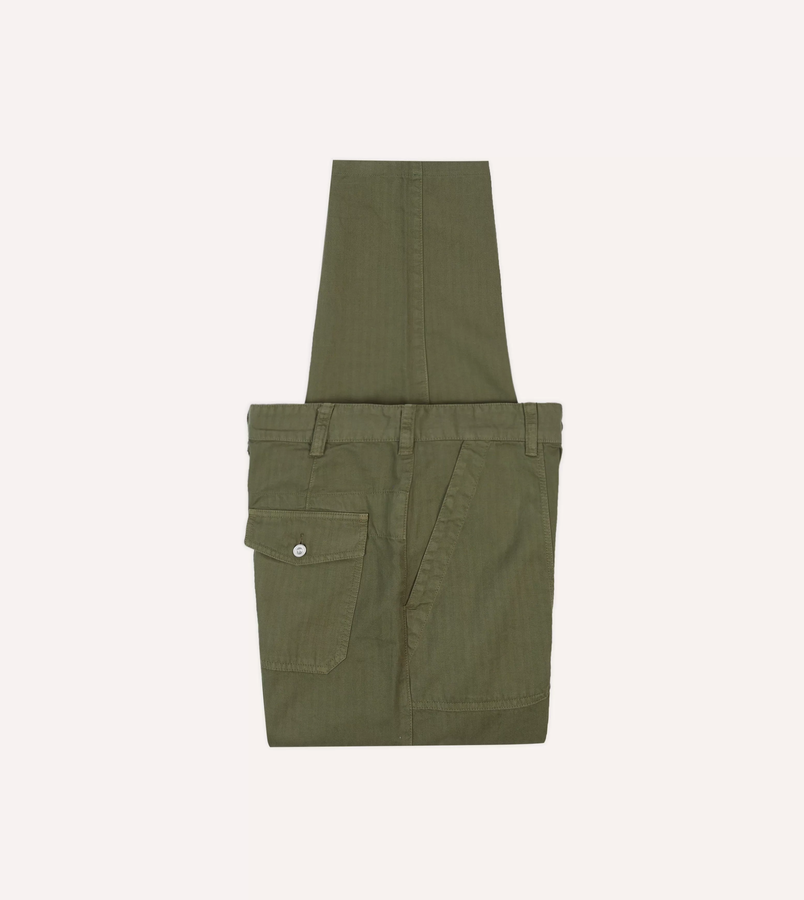 Olive Cotton Herringbone Fatigue Trouser