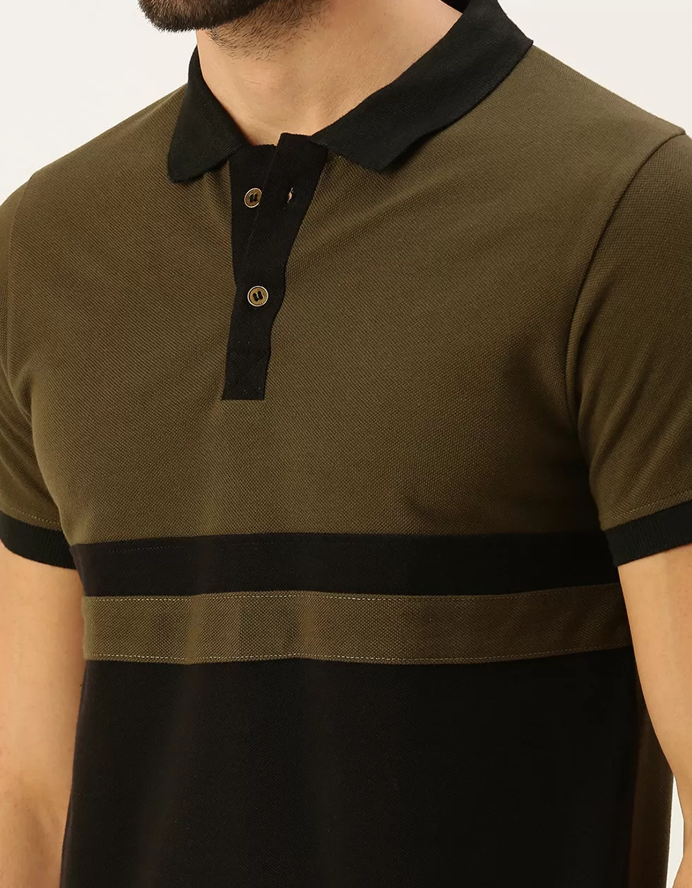 Olive Polo Colorblock Polo Tshirt