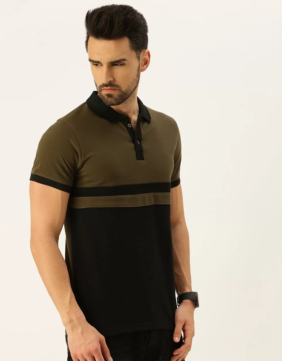 Olive Polo Colorblock Polo Tshirt