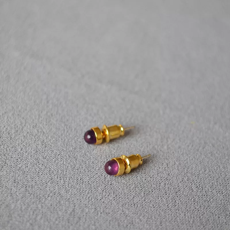 Onyx,Jadeite, Amethyst Gemstone Stud Earrings