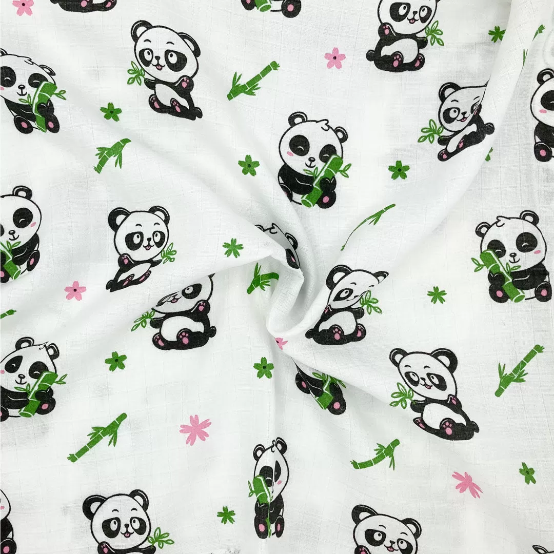 Organic Cotton Muslin Swaddle -Towel -Baby Panda