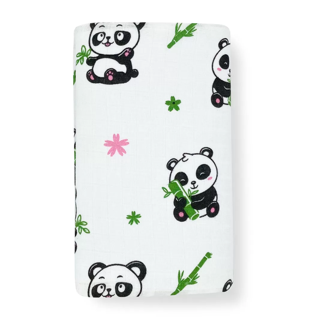 Organic Cotton Muslin Swaddle -Towel -Baby Panda