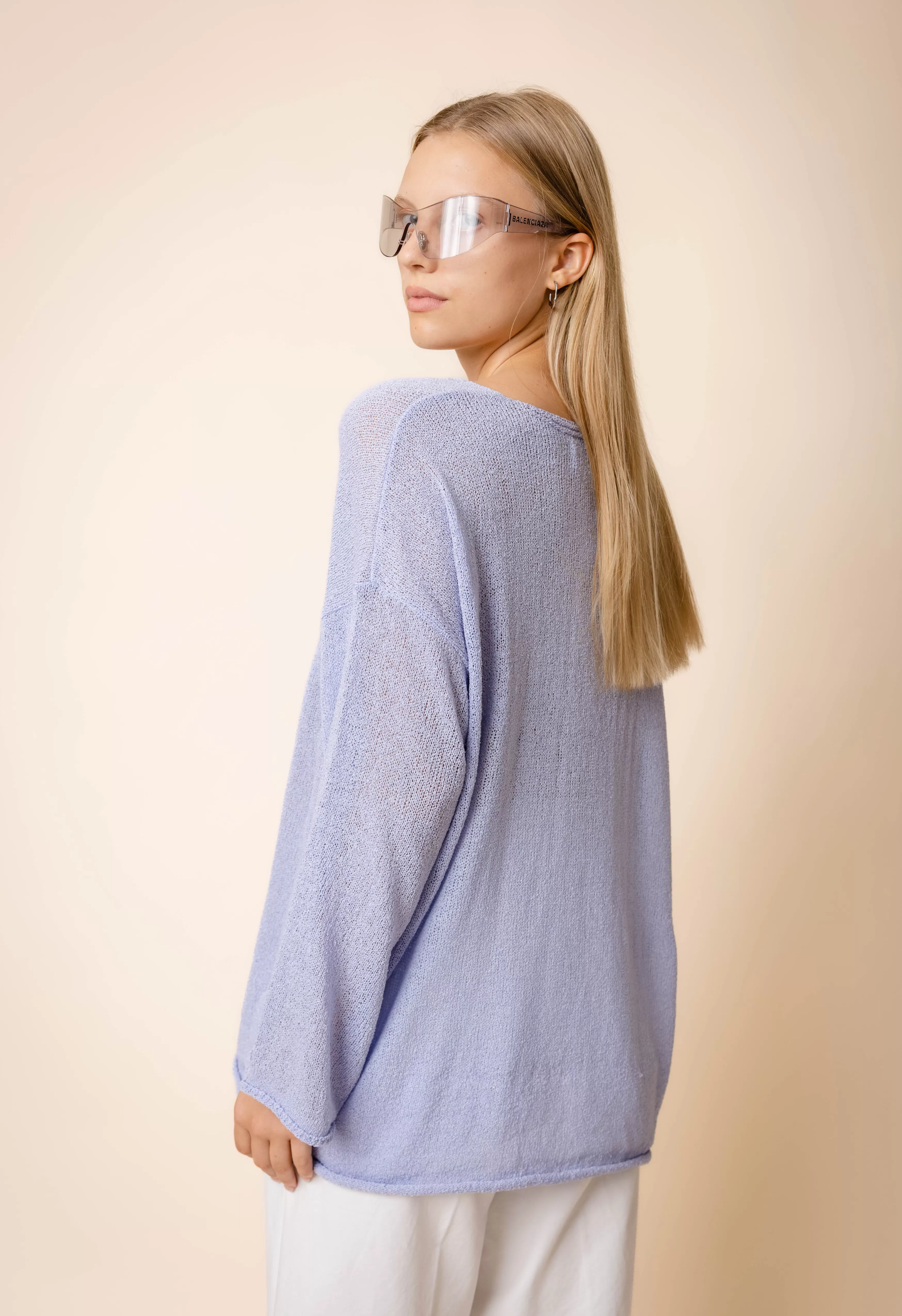 Oversized Stitch Sweater in Periwinkle