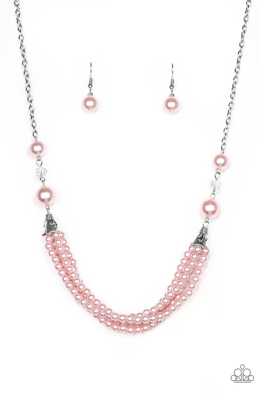 Paparazzi Necklace ~ One-WOMAN Show - Pink Pearls Necklace