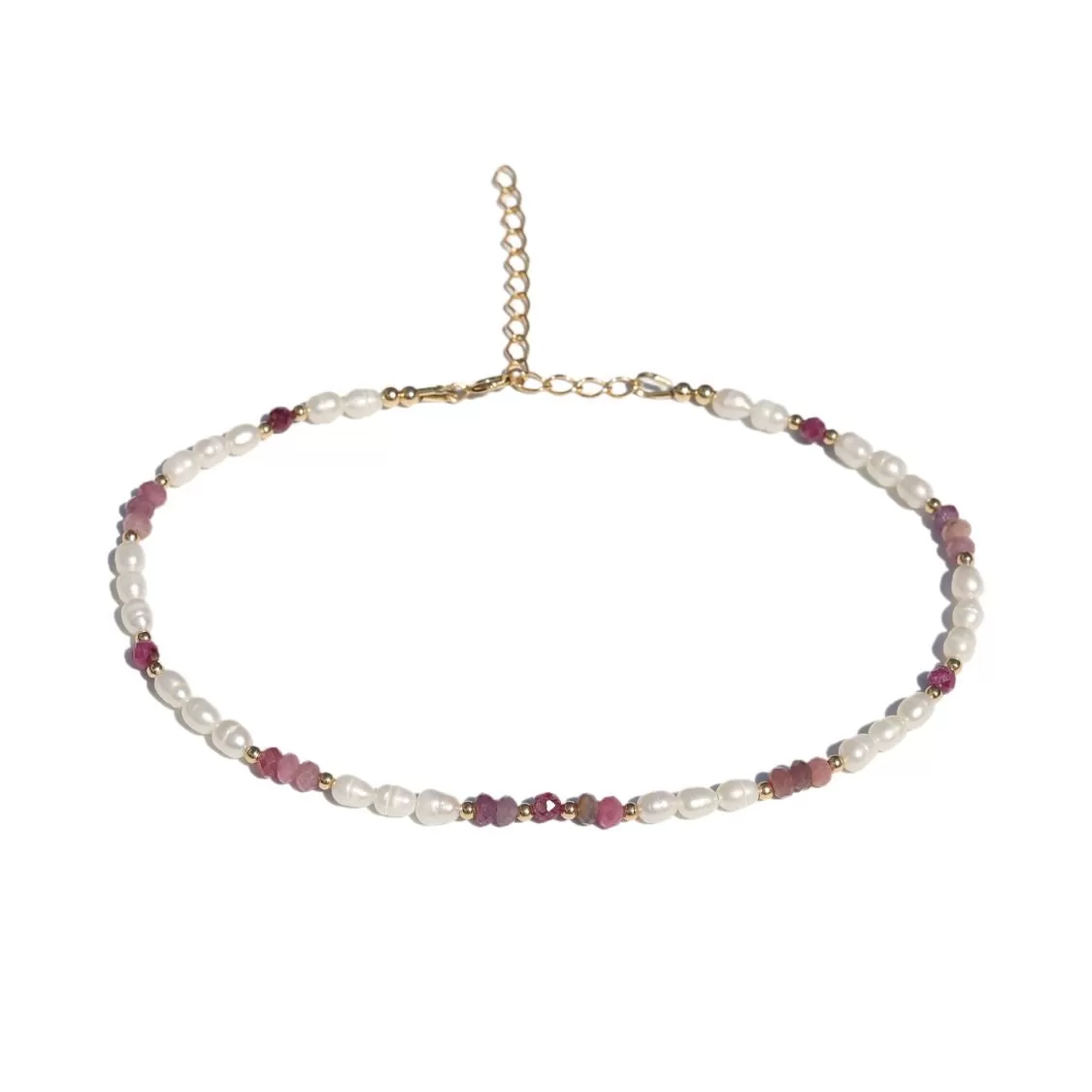 Pearl and Ruby Luxury Anklet