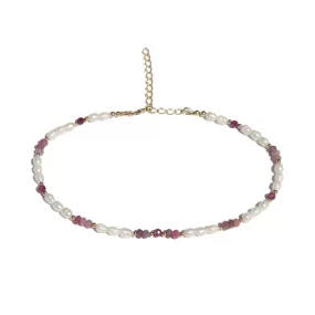 Pearl and Ruby Luxury Anklet