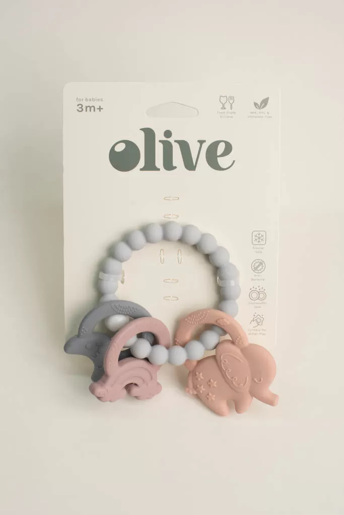 Pink Elephant Teething Ring