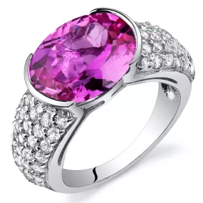 Pink Sapphire Oval Cut Sterling Silver Ring Size 5