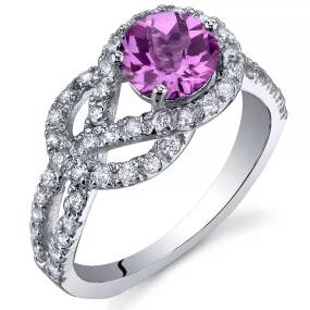 Pink Sapphire Round Cut Sterling Silver Ring Size 5