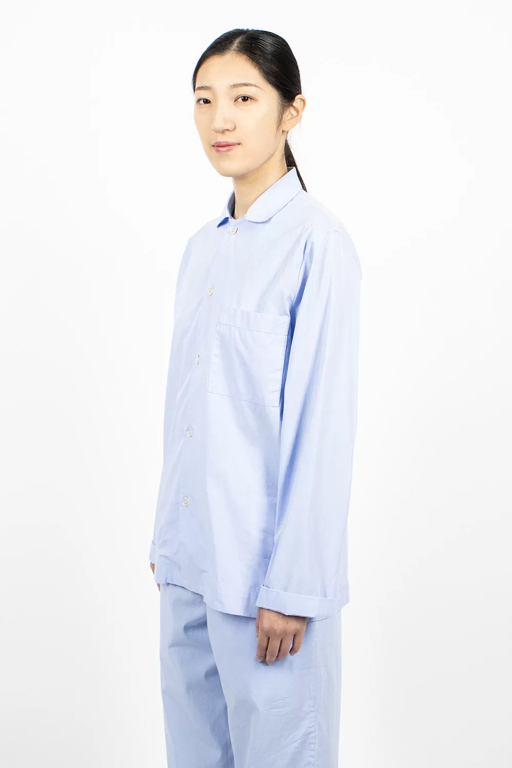 Poplin Pyjama Shirt Pale Clear Blue