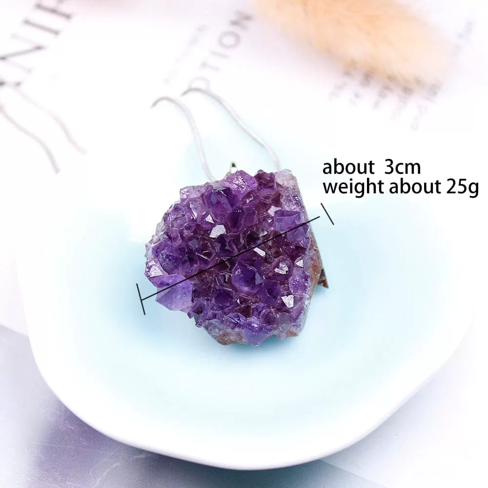 Raw Amethyst Cluster Pendant Necklace