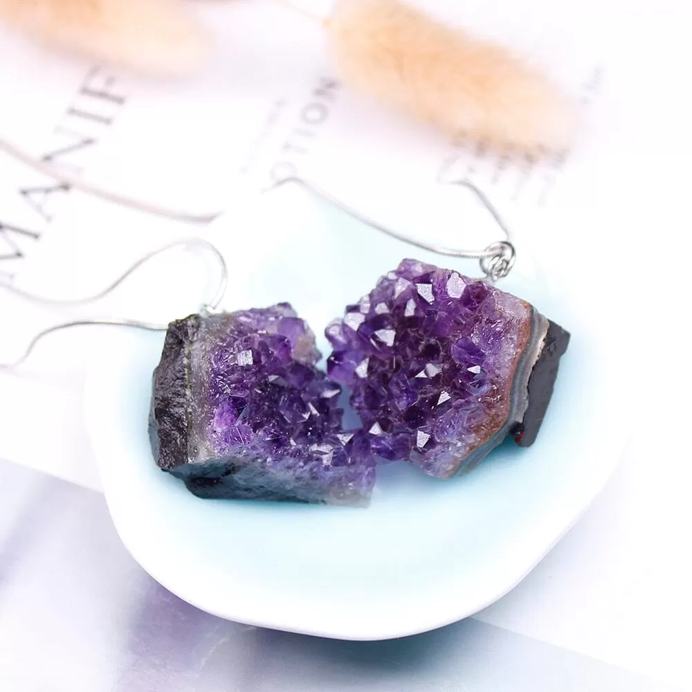 Raw Amethyst Cluster Pendant Necklace