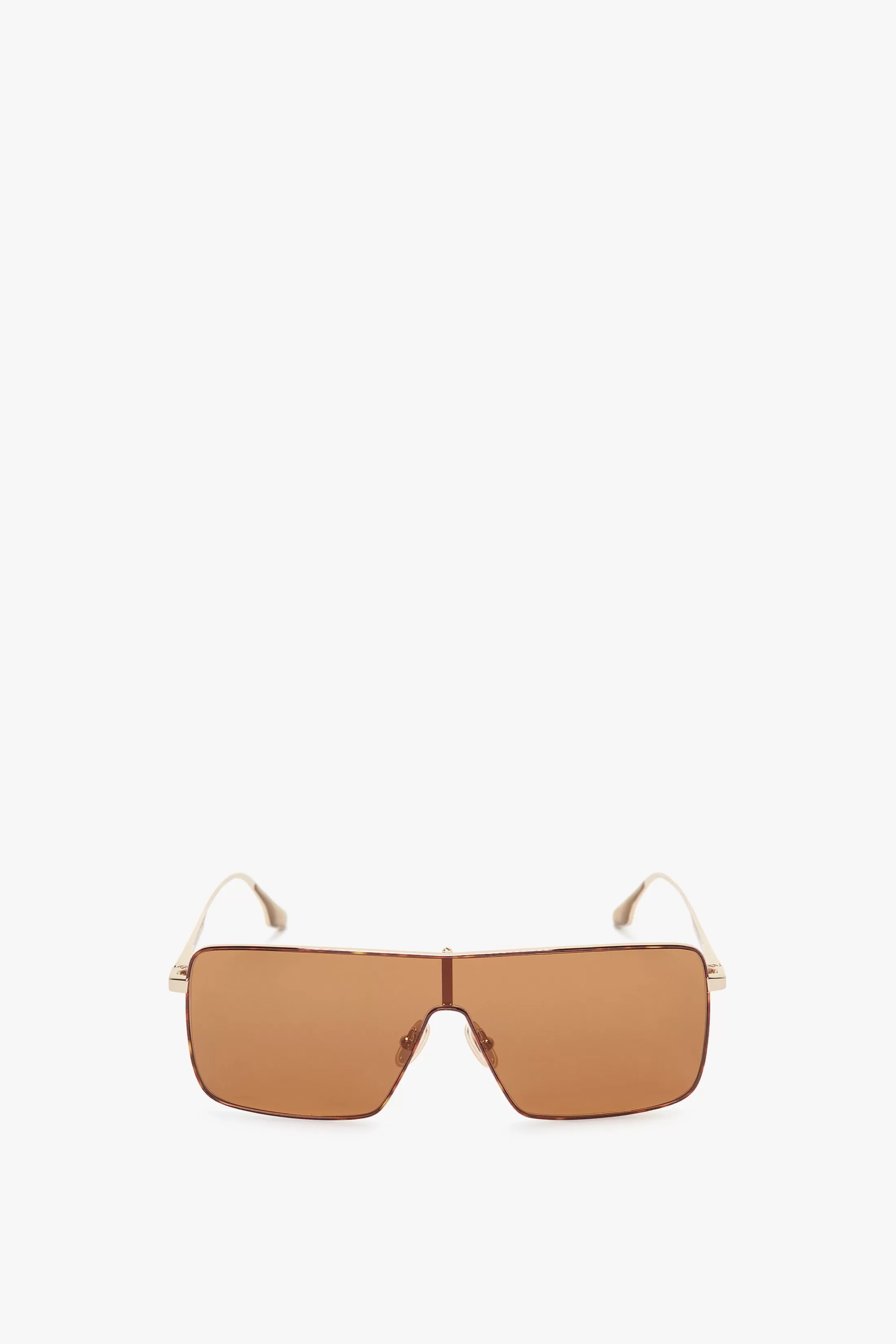 Rectangular Visor Gold-Framed Sunglasses