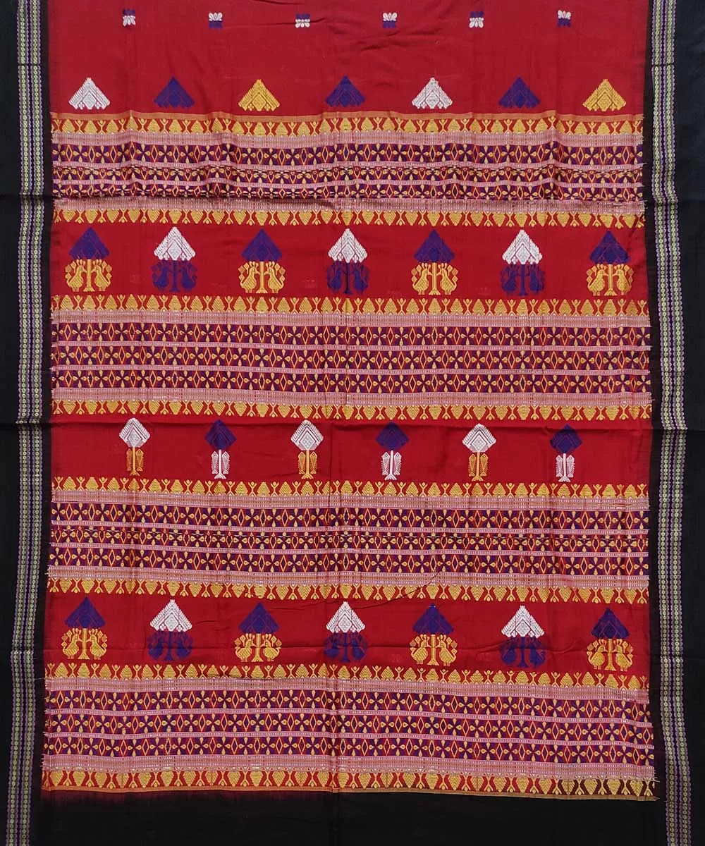 Red black cotton handloom dongoria saree